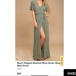 Lulus olive green wrap maxi dress